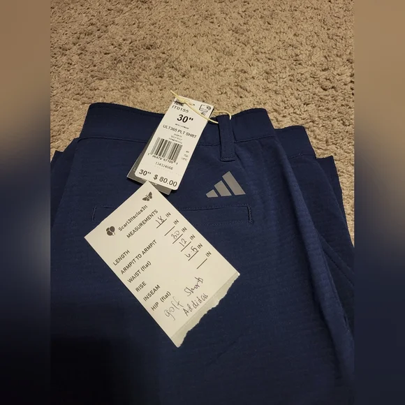 Addidas Utra 365 Navy Blue Textured Golf Shorts Size 30 Bnwt - Picture 6 of 10